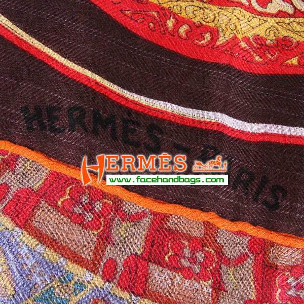 Hermes Hand-Rolled Cashmere Square Scarf Coffee HECASS 130 x 130 - Click Image to Close